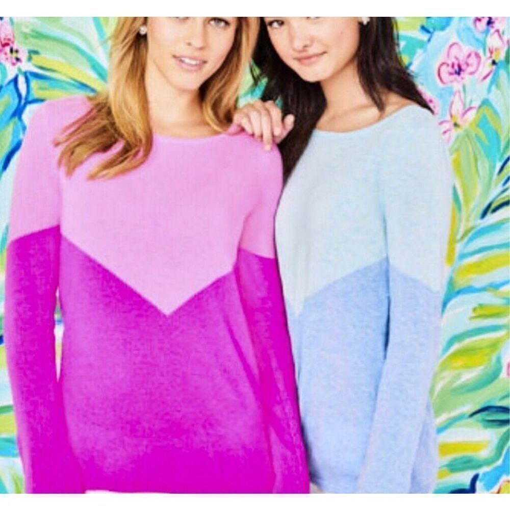 Lilly Pulitzer Brigitte Cashmere Sweater Heathered Bennett Blue Size Medium